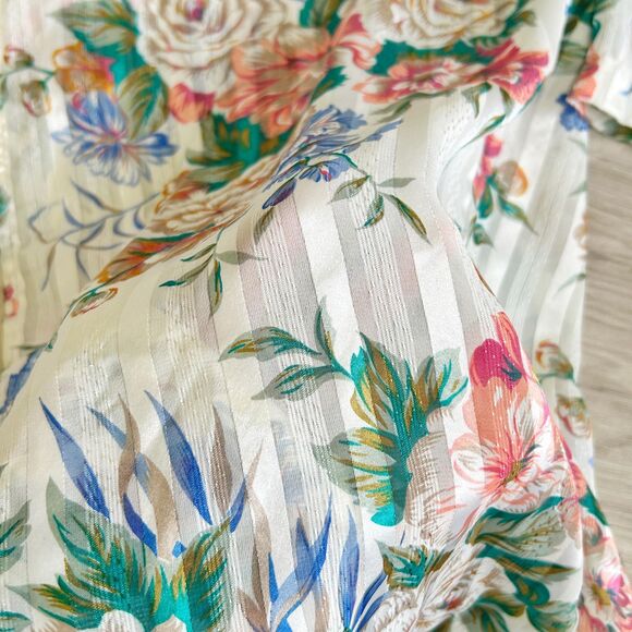 90s Y2K Victorias Secret Gold Label Semi Sheer Floral Pajama Top M - Picture 4 of 7